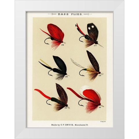 Bass Fishing Flies V from Favorite Flies and Their Histories White Modern Wood Framed Art Print by Marbury, Mary Orvis
