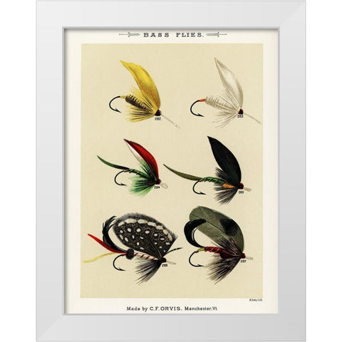 Bass Fishing Flies VI from Favorite Flies and Their Histories White Modern Wood Framed Art Print by Marbury, Mary Orvis