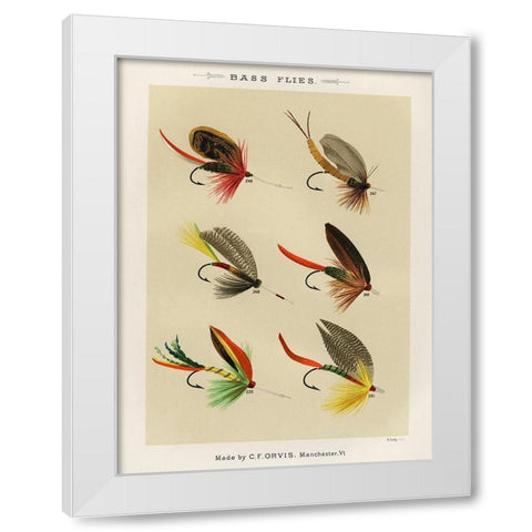 Bass Fishing Flies VII from Favorite Flies and Their Histories White Modern Wood Framed Art Print by Marbury, Mary Orvis