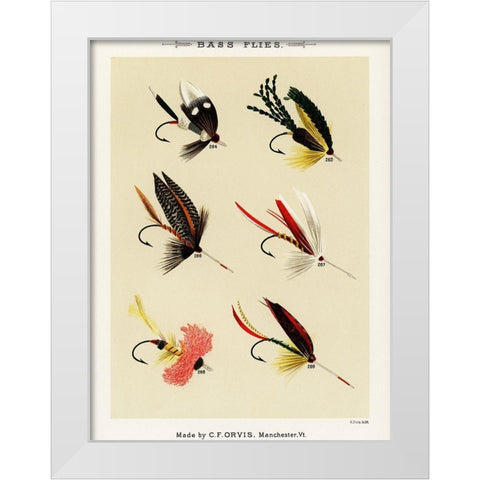 Bass Fishing Flies VIII from Favorite Flies and Their Histories White Modern Wood Framed Art Print by Marbury, Mary Orvis