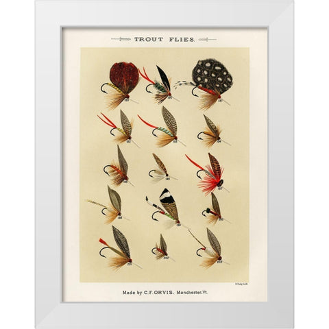 Trout Fishing Flies III from Favorite Flies and Their Histories White Modern Wood Framed Art Print by Marbury, Mary Orvis