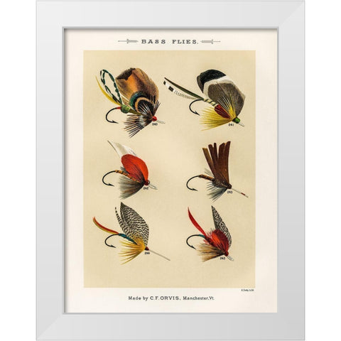 Bass Fishing Flies IX from Favorite Flies and Their Histories White Modern Wood Framed Art Print by Marbury, Mary Orvis