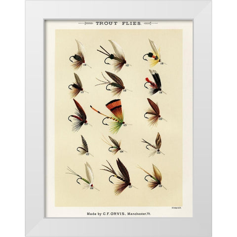 Trout Fishing Flies VIII from Favorite Flies and Their Histories White Modern Wood Framed Art Print by Marbury, Mary Orvis