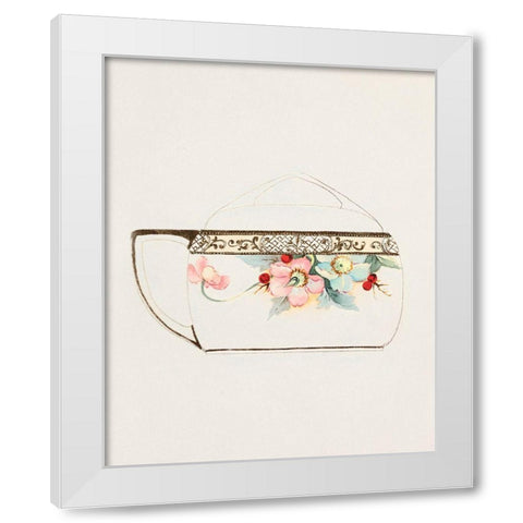 Design for a Noritake Teacup II White Modern Wood Framed Art Print by Noritake Designs