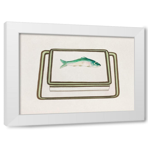 Fish Design for a Noritake Box I White Modern Wood Framed Art Print by Noritake Designs