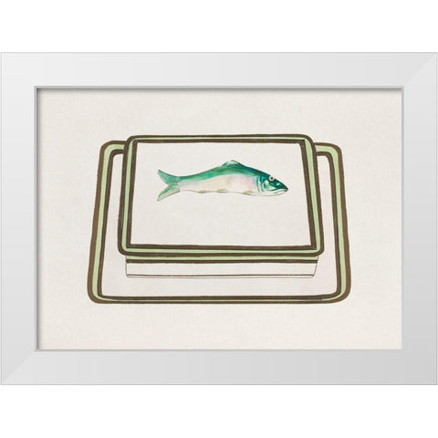 Fish Design for a Noritake Box I White Modern Wood Framed Art Print by Noritake Designs