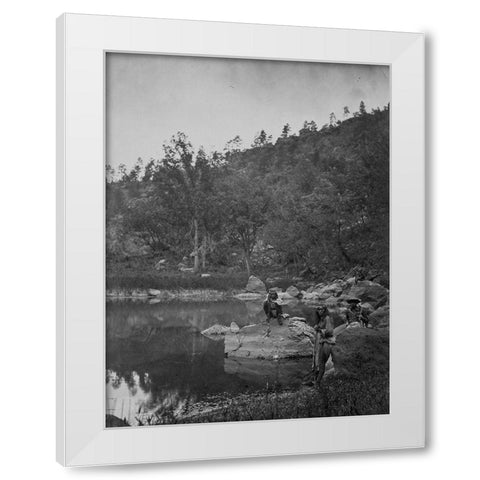 Apache Lake-Sierra Blanca Range-Arizona with Two Apache scouts White Modern Wood Framed Art Print by OSullivan, Timothy H