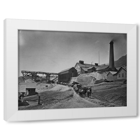 Savage Works-Virginia City-Nevada White Modern Wood Framed Art Print by OSullivan, Timothy H