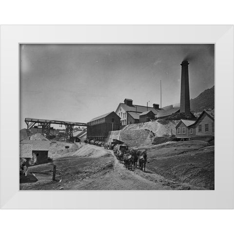 Savage Works-Virginia City-Nevada White Modern Wood Framed Art Print by OSullivan, Timothy H