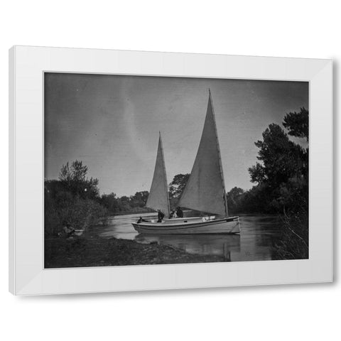 Expedition boat-Truckee River-California White Modern Wood Framed Art Print by OSullivan, Timothy H