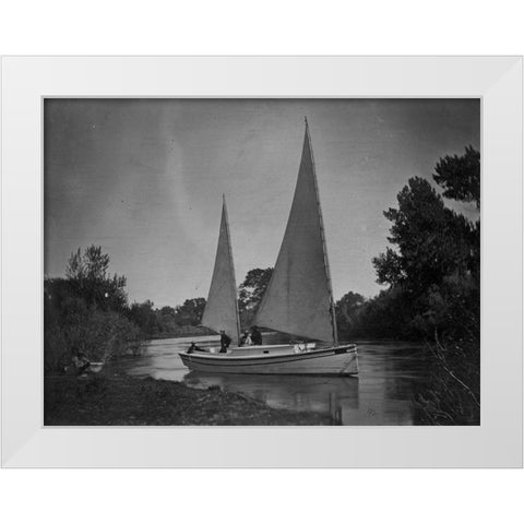 Expedition boat-Truckee River-California White Modern Wood Framed Art Print by OSullivan, Timothy H