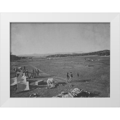Survey camp near Fort Wingate-New Mexico 1873 White Modern Wood Framed Art Print by OSullivan, Timothy H