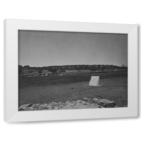 Survey camp near Fort Wingate-New Mexico 1874 White Modern Wood Framed Art Print by OSullivan, Timothy H
