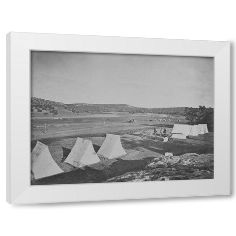 Survey camp near Fort Wingate-New Mexico 1875 White Modern Wood Framed Art Print by OSullivan, Timothy H
