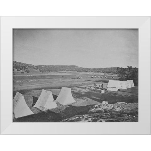 Survey camp near Fort Wingate-New Mexico 1875 White Modern Wood Framed Art Print by OSullivan, Timothy H