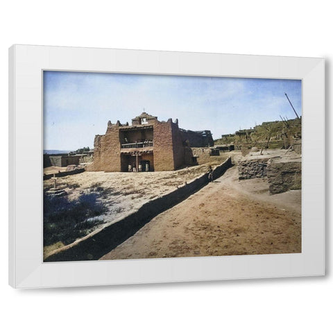 Old Mission Church-Zuni Pueblo-New Mexico Color White Modern Wood Framed Art Print by OSullivan, Timothy H