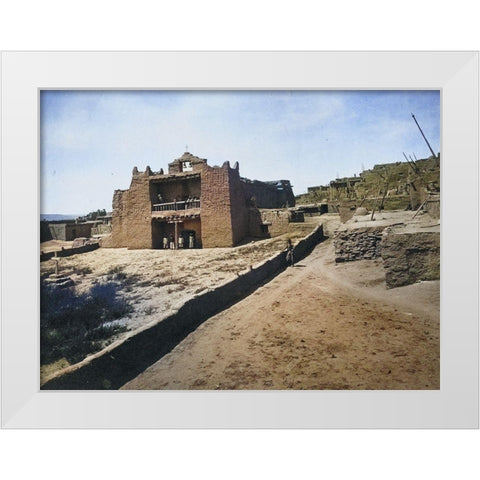 Old Mission Church-Zuni Pueblo-New Mexico Color White Modern Wood Framed Art Print by OSullivan, Timothy H