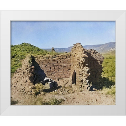 Ruins in ancient pueblo of San Juan-New Mexico Color White Modern Wood Framed Art Print by OSullivan, Timothy H