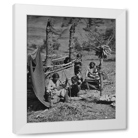 Aboriginal life among the Navajoe Indians. Near old Fort Defiance-New Mexico White Modern Wood Framed Art Print by OSullivan, Timothy H