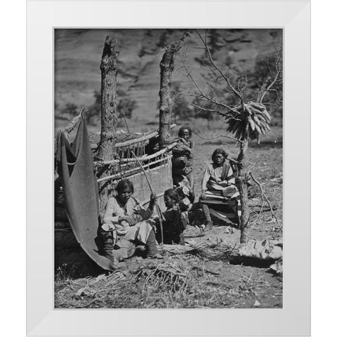 Aboriginal life among the Navajoe Indians. Near old Fort Defiance-New Mexico White Modern Wood Framed Art Print by OSullivan, Timothy H