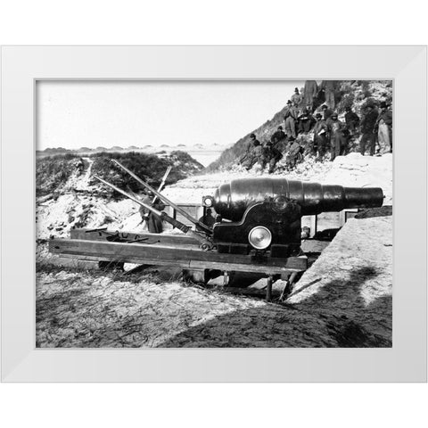 8 inch Armstrong Gun at Fort Fisher-North Carolina White Modern Wood Framed Art Print by OSullivan, Timothy H