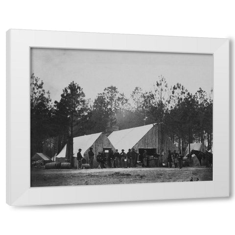 Commissary Department-Head-Quarters-Army of the Potomac White Modern Wood Framed Art Print by OSullivan, Timothy H