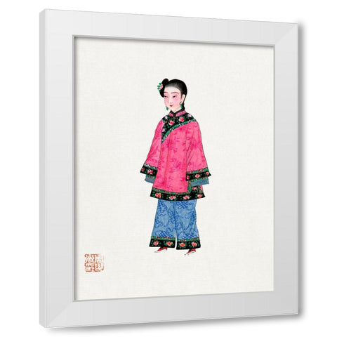 Chinese woman in coat White Modern Wood Framed Art Print by Vintage Chinese Clothing