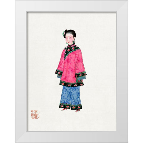 Chinese woman in coat White Modern Wood Framed Art Print by Vintage Chinese Clothing