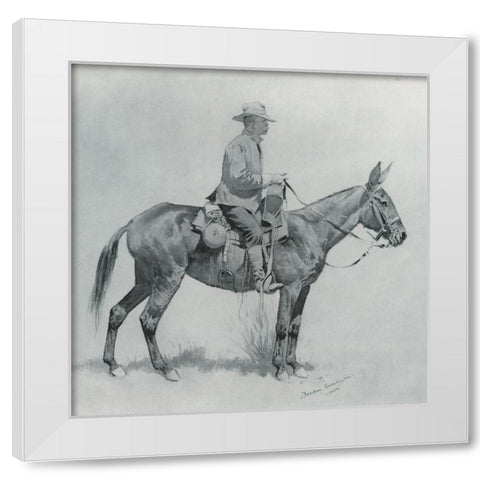A Packer-Sketch White Modern Wood Framed Art Print by Remington, Frederic