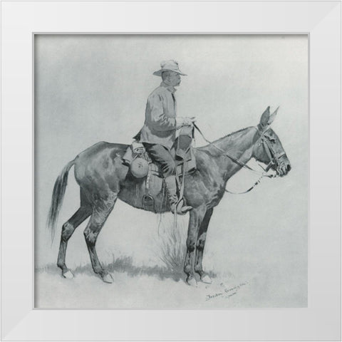 A Packer-Sketch White Modern Wood Framed Art Print by Remington, Frederic