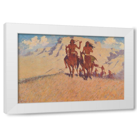 A Sign of Friendship White Modern Wood Framed Art Print by Remington, Frederic