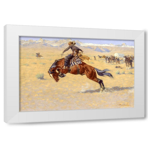 A Cold Morning on the Range White Modern Wood Framed Art Print by Remington, Frederic