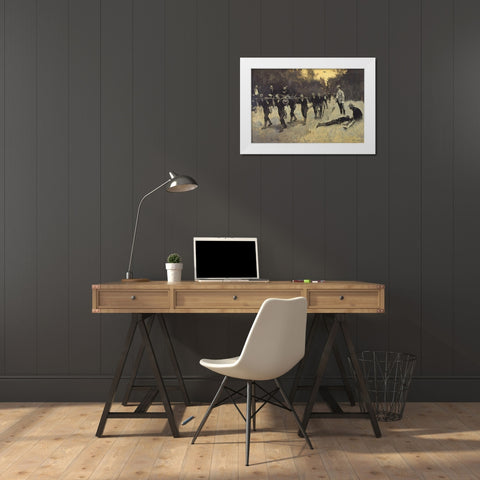 On the San Juan Road White Modern Wood Framed Art Print by Remington, Frederic