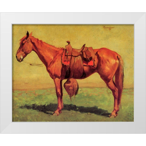 Cow Pony White Modern Wood Framed Art Print by Remington, Frederic