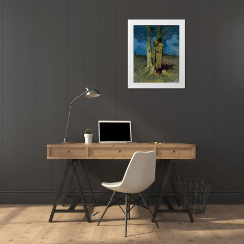 The Love Call White Modern Wood Framed Art Print by Remington, Frederic