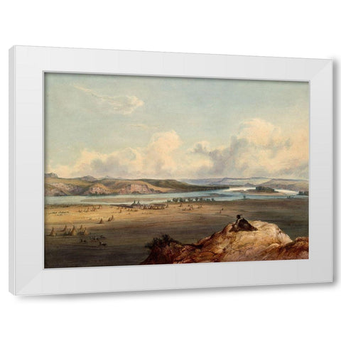 The Trading post Fort Pierre in present South Dakota White Modern Wood Framed Art Print by Bodmer, Karl