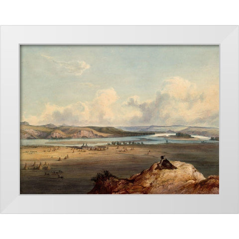 The Trading post Fort Pierre in present South Dakota White Modern Wood Framed Art Print by Bodmer, Karl