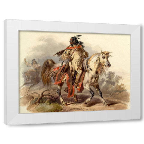 Blackfoot Indian White Modern Wood Framed Art Print by Bodmer, Karl