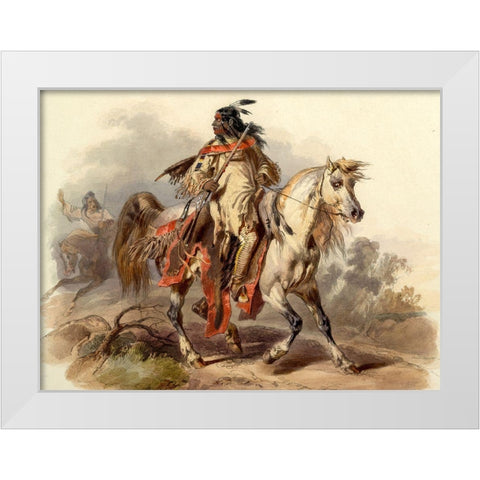 Blackfoot Indian White Modern Wood Framed Art Print by Bodmer, Karl