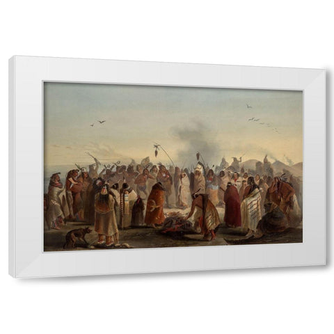 Scalp dance of the Minatarres Indians White Modern Wood Framed Art Print by Bodmer, Karl