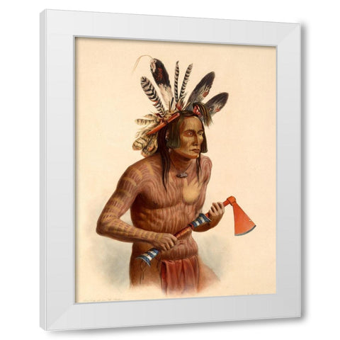 Mato-Tope Warrior White Modern Wood Framed Art Print by Bodmer, Karl