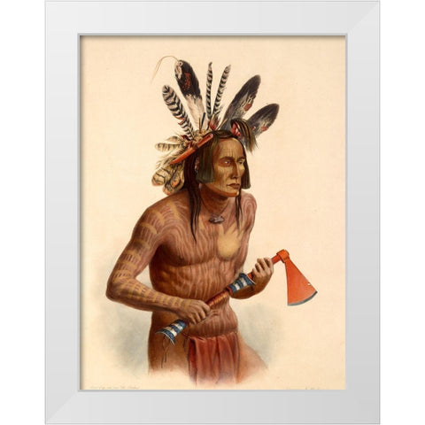Mato-Tope Warrior White Modern Wood Framed Art Print by Bodmer, Karl