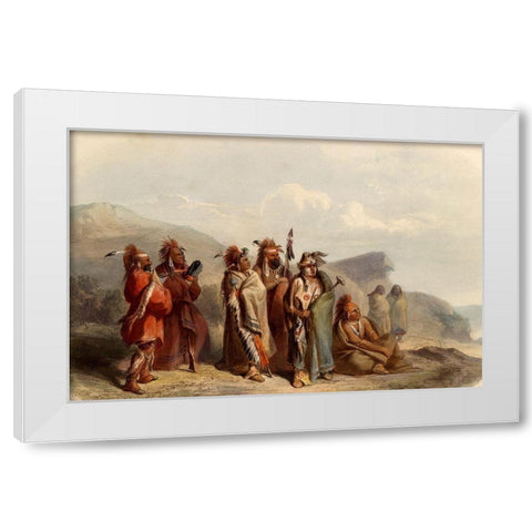 Saukie and Fox Indians White Modern Wood Framed Art Print by Bodmer, Karl