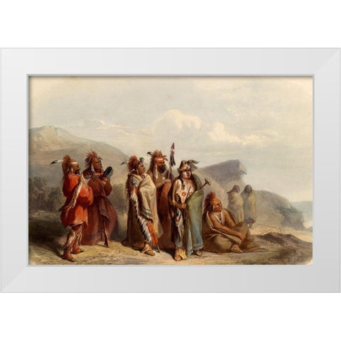 Saukie and Fox Indians White Modern Wood Framed Art Print by Bodmer, Karl