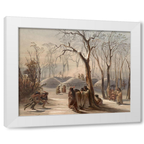 Winter village of the Minatarres Indians White Modern Wood Framed Art Print by Bodmer, Karl