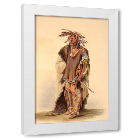 A Sioux warrior White Modern Wood Framed Art Print by Bodmer, Karl