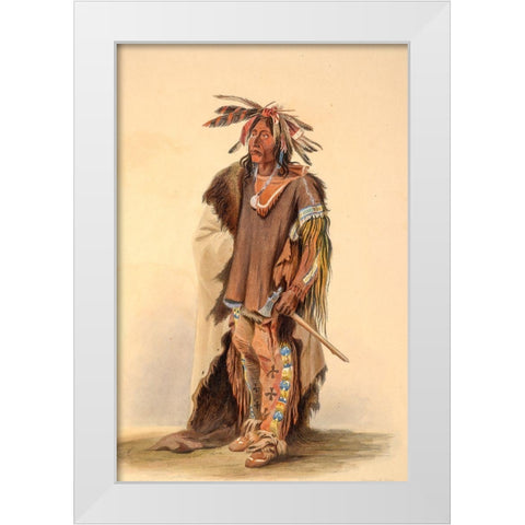 A Sioux warrior White Modern Wood Framed Art Print by Bodmer, Karl