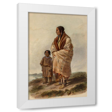 Dacota woman and Assiniboin girl White Modern Wood Framed Art Print by Bodmer, Karl