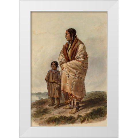 Dacota woman and Assiniboin girl White Modern Wood Framed Art Print by Bodmer, Karl