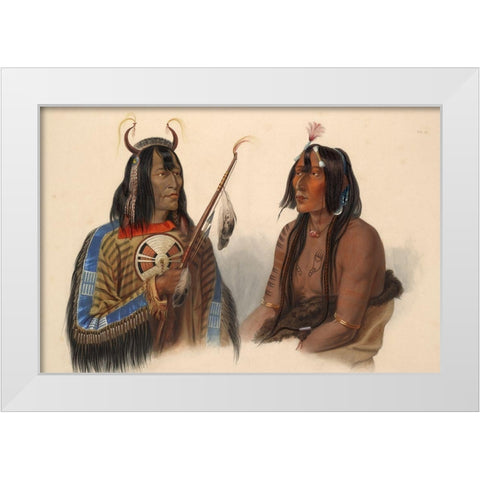 An Assiniboin indian and a Yanktonan indian White Modern Wood Framed Art Print by Bodmer, Karl